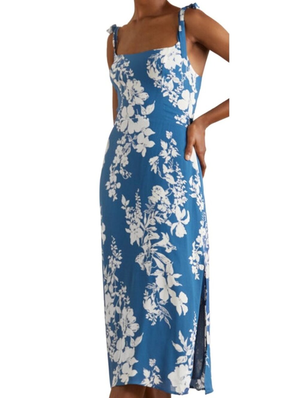 Reformation Besse Womens Sleeveless Floral Midi Summer Dress in Cyanotype Size 2